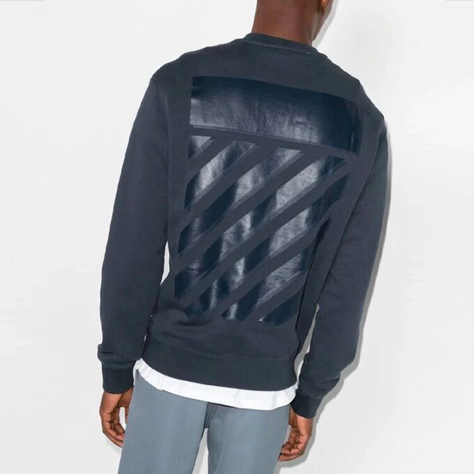 Off-White Herre FW22 Logo-trykk Rundhalset genser Marineblå