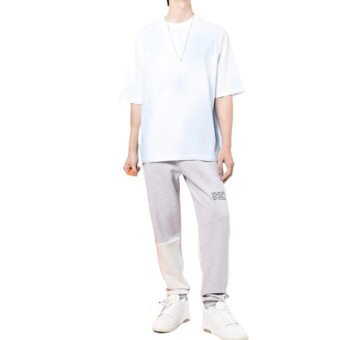 Off-White Herre FW22 Logo-trykk Rundhalset Kortærmet Blå Hvit T-skjorte