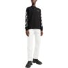Off-White Herre FW22 Logo-trykk Rundhalset Langermet Svart T-skjorte