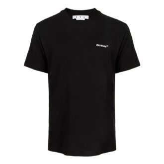 Off-White Herre FW22 Logo-trykk Rundhalset Pullover Kortærmet Svart T-skjorte