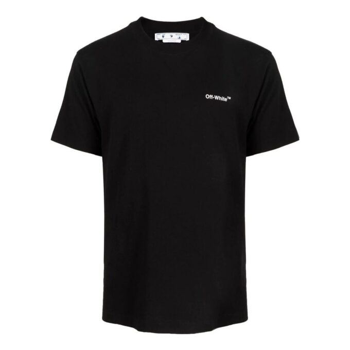 Off-White Herre FW22 Logo-trykk Rundhalset Pullover Kortærmet Svart T-skjorte