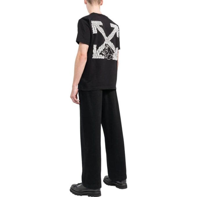 Off-White Herre FW22 Logo-trykk Rundhalset Pullover Kortærmet Svart T-skjorte