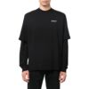Off-White Herre FW22 Maleri-trykk Casual Langermet Løs Passform Svart T-skjorte