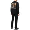 Off-White Herre FW22 Maleri-trykk Casual Langermet Løs Passform Svart T-skjorte
