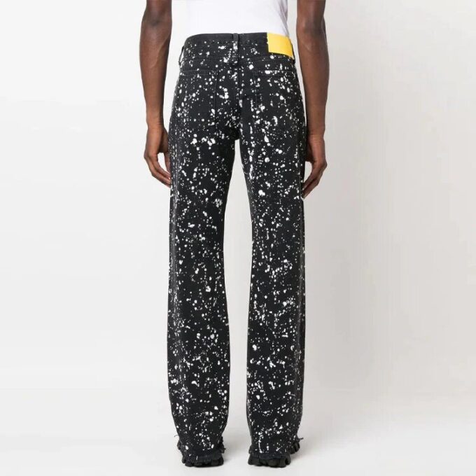Off-White Herre FW22 Malingssprut-effekt Rett Casual Bukser/Lange Bukser Versjon Svart