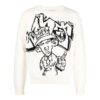 Off-White Herre FW22 Mønster Intarsia Strikk Rundhals Langermet Ullgenser Løs Passform Hvit