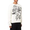 Off-White Herre FW22 Mønster Intarsia Strikk Rundhals Langermet Ullgenser Løs Passform Hvit