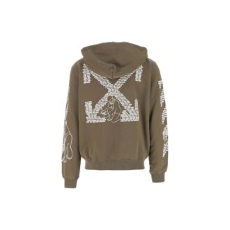 Off-White Herre FW22 Mønstertrykk på ermer Langermet Glidelås Løs passform Militærgrønn