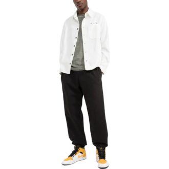 Off-White Herre FW22 Mønstertrykk på ryggen Enkeltspent Denim Skjorte med løs passform Hvit