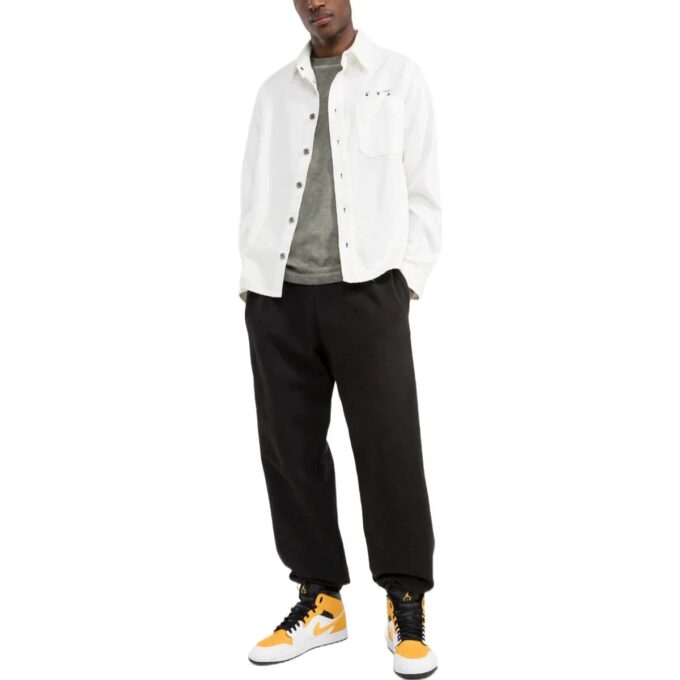 Off-White Herre FW22 Mønstertrykk på ryggen Enkeltspent Denim Skjorte med løs passform Hvit