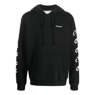 Off-White Herre FW22 Mønstertrykk på ryggen, hette, lange ermer, standardversjon, svart