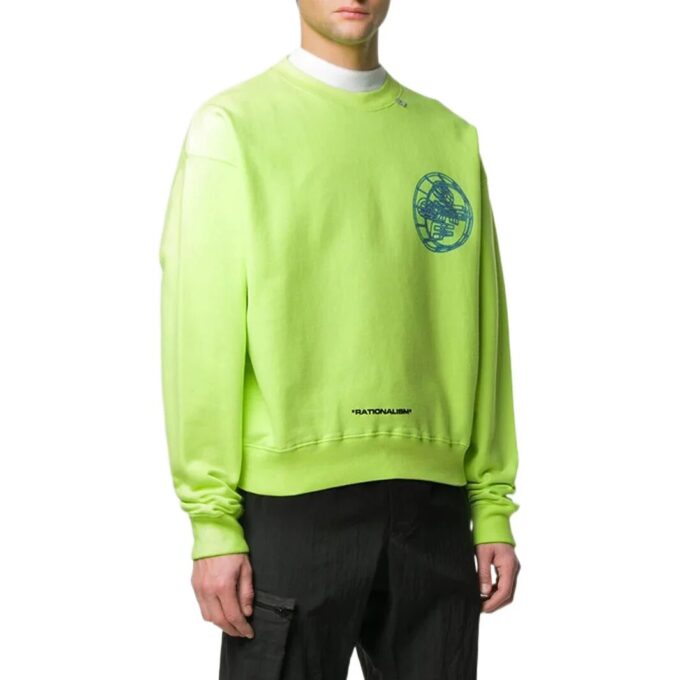 Off-White Herre FW22 Mønstertrykk Pullover Langermet Versjon Grønn
