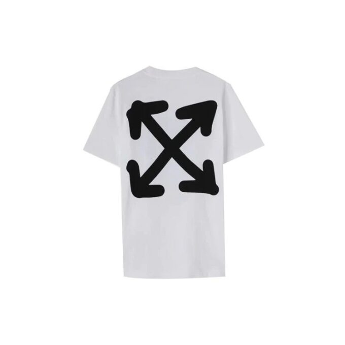 Off-White Herre FW22 Mønstertrykk Rundhalset Pullover Kortærmet Versjon Hvit T-skjorte