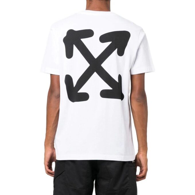 Off-White Herre FW22 Mønstertrykk Rundhalset Pullover Kortærmet Versjon Hvit T-skjorte