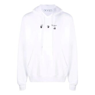 Off-White Herre FW22 Mønstret hettegenser med lange ermer, hvit