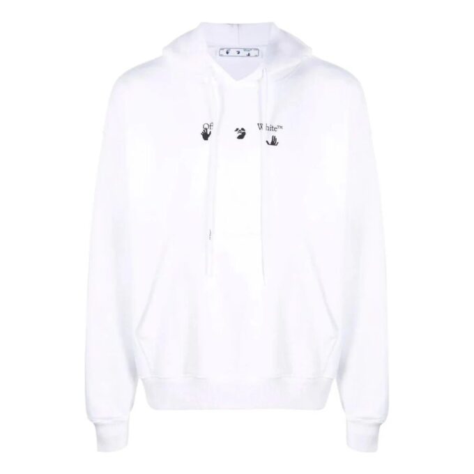 Off-White Herre FW22 Mønstret hettegenser med lange ermer, hvit