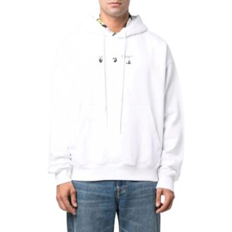 Off-White Herre FW22 Mønstret hettegenser med lange ermer, hvit