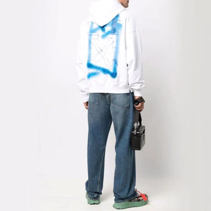 Off-White Herre FW22 Mønstret hettegenser med lange ermer, hvit