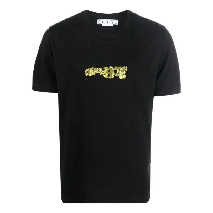 Off-White Herre FW22 Pil-logo-trykk Rund hals Kort ermet Tettsittende Svart T-skjorte