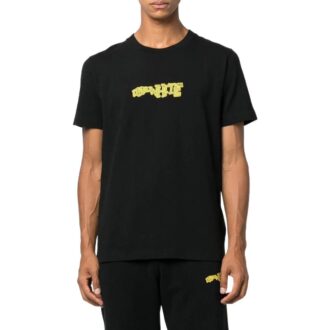 Off-White Herre FW22 Pil-logo-trykk Rund hals Kort ermet Tettsittende Svart T-skjorte