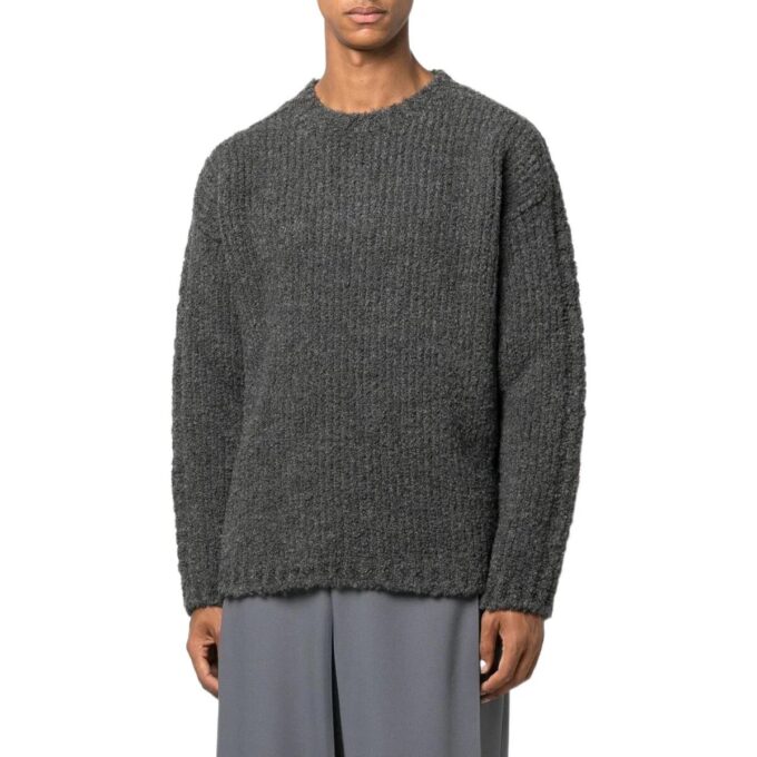 Off-White Herre FW22 Ribbestrikket ullgenser med mønster, svart