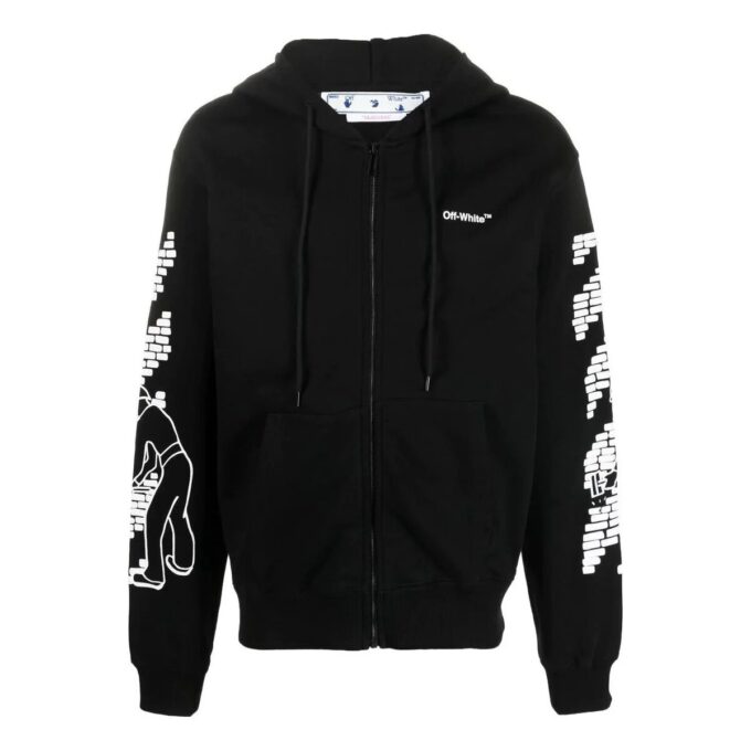 Off-White Herre FW22 Ribbet mønstertrykk Tettsittende passform Svart