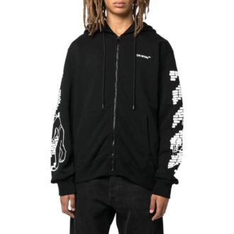 Off-White Herre FW22 Ribbet mønstertrykk Tettsittende passform Svart Off-White Herre FW22 Ribbet mønstertrykk Tettsittende passform Svart