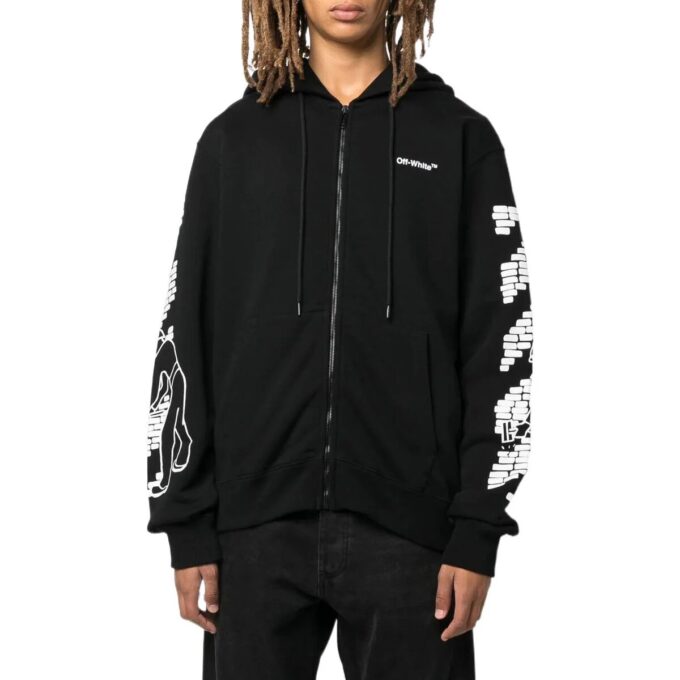 Off-White Herre FW22 Ribbet mønstertrykk Tettsittende passform Svart