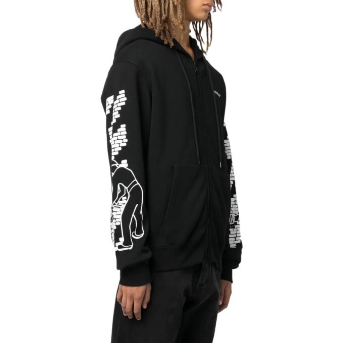 Off-White Herre FW22 Ribbet mønstertrykk Tettsittende passform Svart