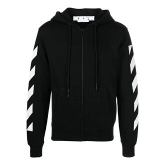 Off-White Herre FW22 Ryggpil-mønstertrykk Hette Langermet Vanlig versjon Svart