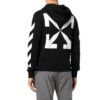 Off-White Herre FW22 Ryggpil-mønstertrykk Hette Langermet Vanlig versjon Svart