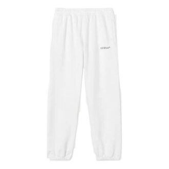 Off-White Herre FW22 Ryggpil-trykk Elastisk linning Bundle Feet Sportsbukser/Joggebukser Hvit