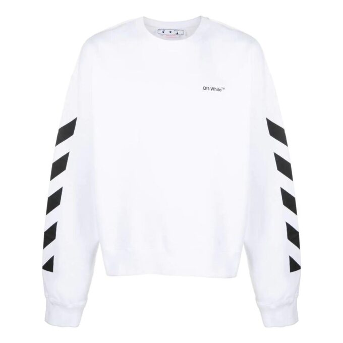 Off-White Herre FW22 Side Stripe Alphabet Printing Rett Rundhals Langermet Høst Hvit