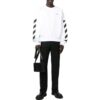 Off-White Herre FW22 Side Stripe Alphabet Printing Rett Rundhals Langermet Høst Hvit