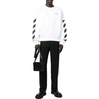 Off-White Herre FW22 Side Stripe Alphabet Printing Rett Rundhals Langermet Høst Hvit Off-White Herre FW22 Side Stripe Alphabet Printing Rett Rundhals Langermet Høst Hvit