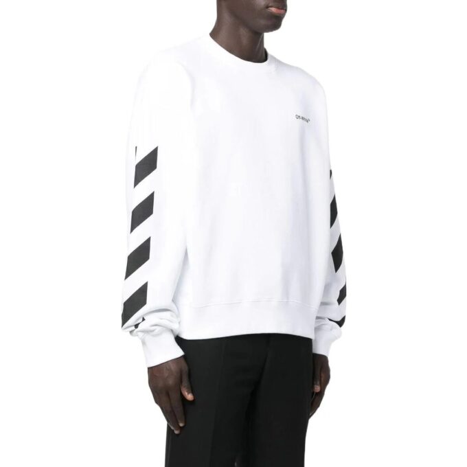 Off-White Herre FW22 Side Stripe Alphabet Printing Rett Rundhals Langermet Høst Hvit