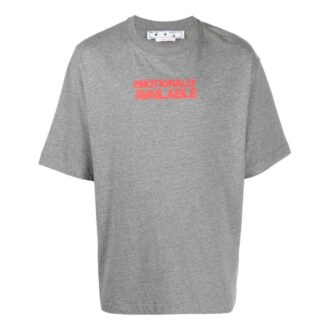 Off-White Herre FW22 Slogan-trykk Rund hals Kort shorts Vanlig versjon Grå T-skjorte