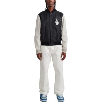 Off-White Herre FW22 Splicing Alphabet Logo-trykk Langermet versjon Svart jakke