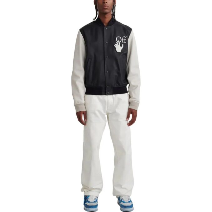 Off-White Herre FW22 Splicing Alphabet Logo-trykk Langermet versjon Svart jakke