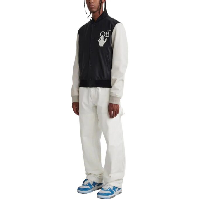 Off-White Herre FW22 Splicing Alphabet Logo-trykk Langermet versjon Svart jakke