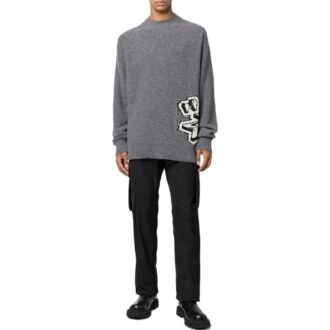Off-White Herre FW22 Strikket Langermet Rundhalset Ullgenser Grå