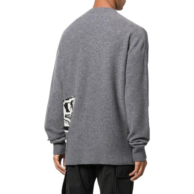 Off-White Herre FW22 Strikket Langermet Rundhalset Ullgenser Grå