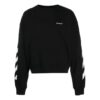 Off-White Herre FW22 Stripe Logo-trykk Rund hals Langermet Løs passform Høst Svart