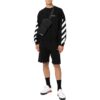Off-White Herre FW22 Stripe Logo-trykk Rund hals Langermet Løs passform Høst Svart