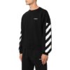 Off-White Herre FW22 Stripe Logo-trykk Rund hals Langermet Løs passform Høst Svart