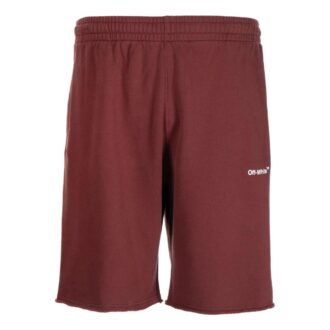 Off-White Herre FW22 Stripe Logo-trykk Sportsshorts Versjon Rød