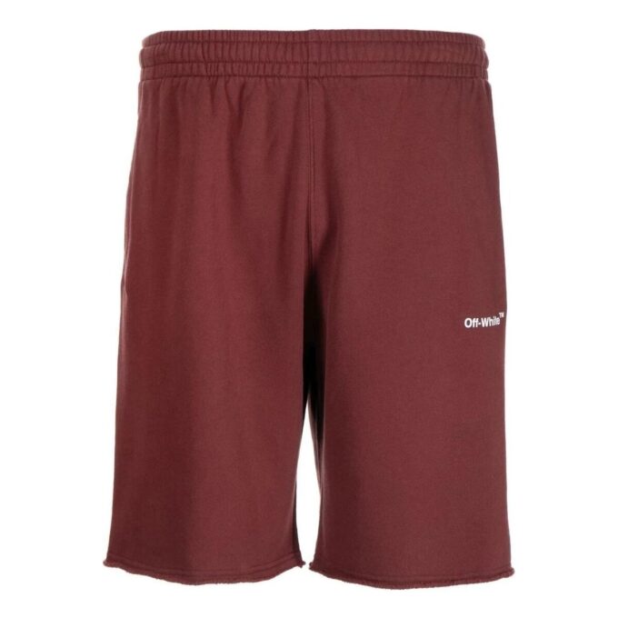 Off-White Herre FW22 Stripe Logo-trykk Sportsshorts Versjon Rød