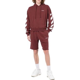 Off-White Herre FW22 Stripe Logo-trykk Sportsshorts Versjon Rød