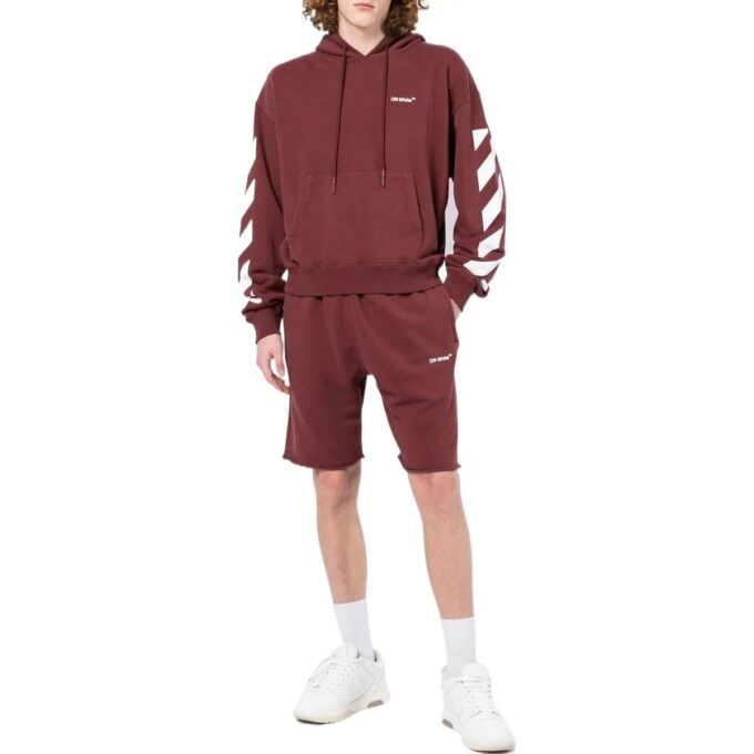 Off-White Herre FW22 Stripe Logo-trykk Sportsshorts Versjon Rød