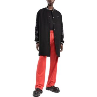 Off-White Herre FW22 Stripe Mid-Length Aviator-versjon Svart jakke